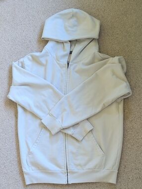 Talentless Cream Oversized Zip Up Hoodie Small